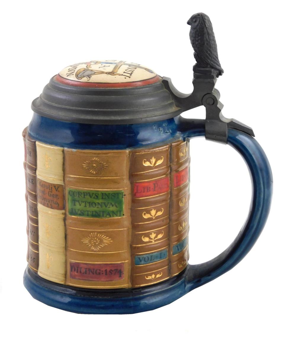 Appraisal: Villeroy Boch Mettlach Beer Stein German - hand-painted book motif