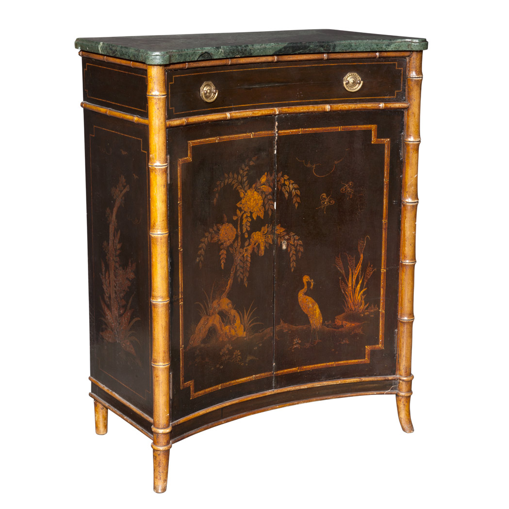 Appraisal: Regency Style Black Japanned Bamboo and Parcel Gilt Side Cabinet