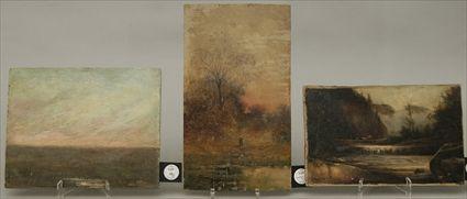 Appraisal: Three Small Oils on BoardAmerican School Sunset Oil on Artistboard