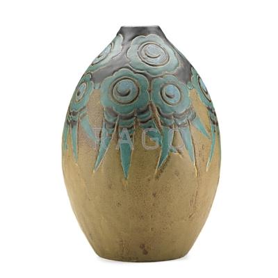 Appraisal: CHARLES CATTEAU BOCH FRERES Keramis glazed stoneware vase with stylized