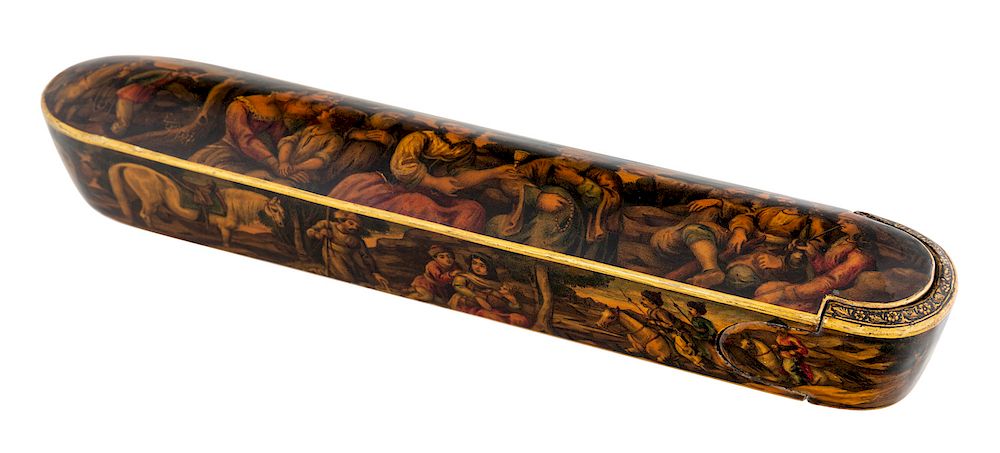 Appraisal: A LACQUER KIYANI PEN BOX BY IBRHAHIM ISFAHANI PERSIAN TH