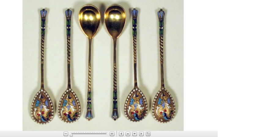 Appraisal: Six Russian silver gilt and cloisonne enamel spoonsvasily agafonov late