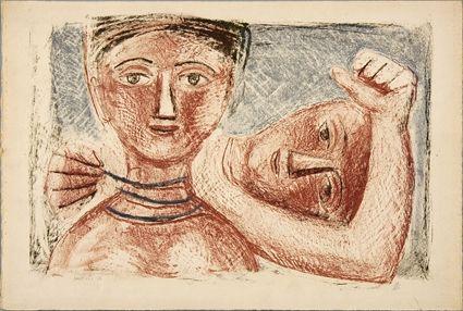 Appraisal: MASSIMO CAMPIGLI - UNTITLED TWO HEADS Lithograph in color x