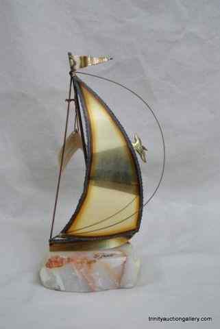 Appraisal: DeMott Artist Signed Metal Sculpture - SailboatThis is a very