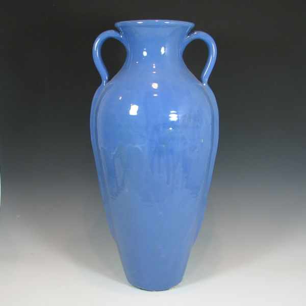 Appraisal: Very tall handled floor vase in blue gloss Unmarked Excellent