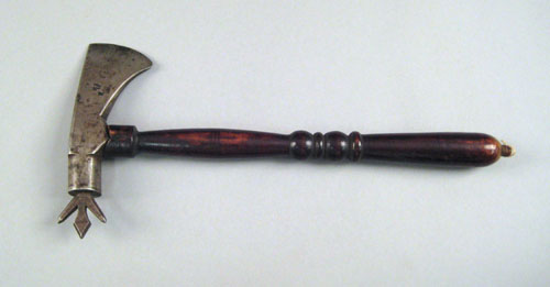 Appraisal: Plains tomahawk with turned wooden handle and metal head with