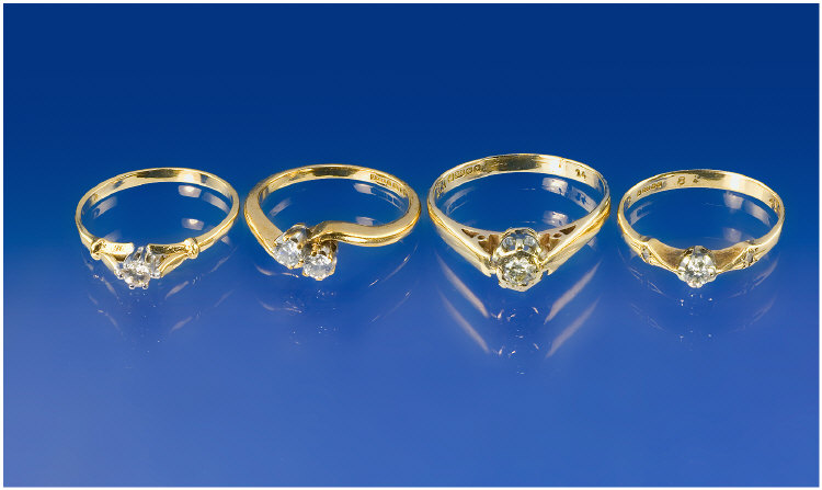 Appraisal: Carat Gold Diamond Rings single stone diamond rings and two