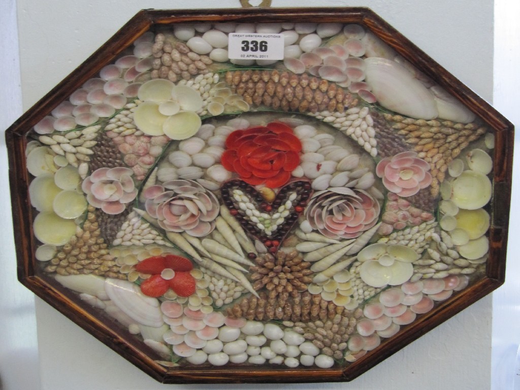 Appraisal: Sailor's shell valentine in octagonal frame