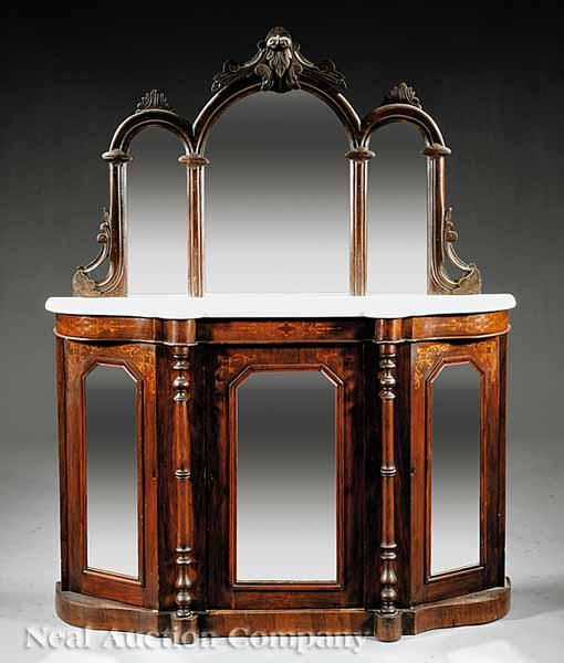 Appraisal: An Early Victorian Inlaid Rosewood Console Cabinet c the associated