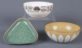 Appraisal: Finel Enamel Bowls Porcelain Dish Finel enamel bowls and porcelain