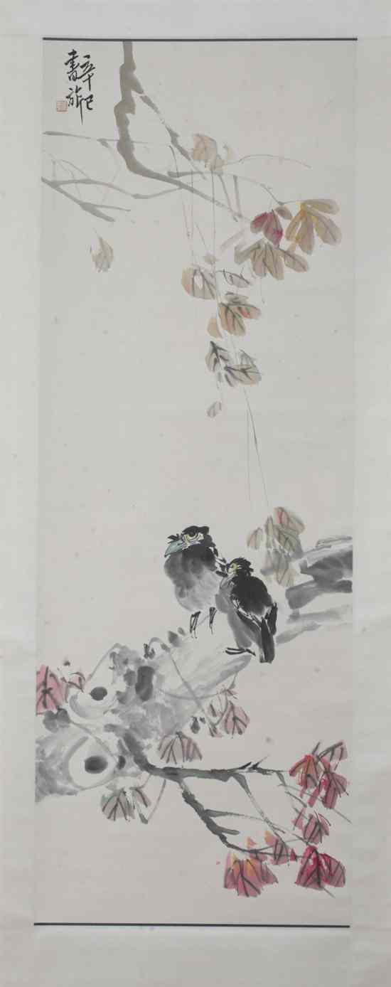 Appraisal: AFTER ZHANG SHU QI Chinese - BIRDS PERCHED ON BRANCH