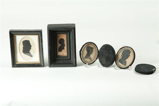 Appraisal: FOUR SILHOUETTES American or European th century Hollow cut portraits