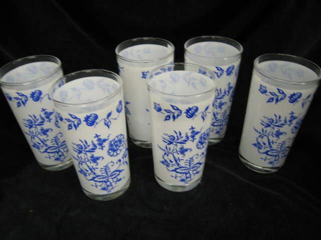 Appraisal: Set of Decorative Blue Onion Glass Tumblers