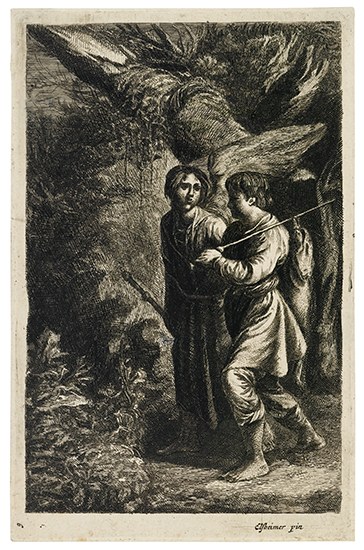 Appraisal: ADAM ELSHEIMER Tobias and the Angel Etching x mm x