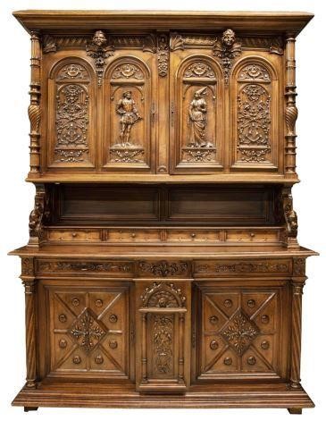 Appraisal: Monumental French Renaissance Revival walnut sideboard th c having cornice