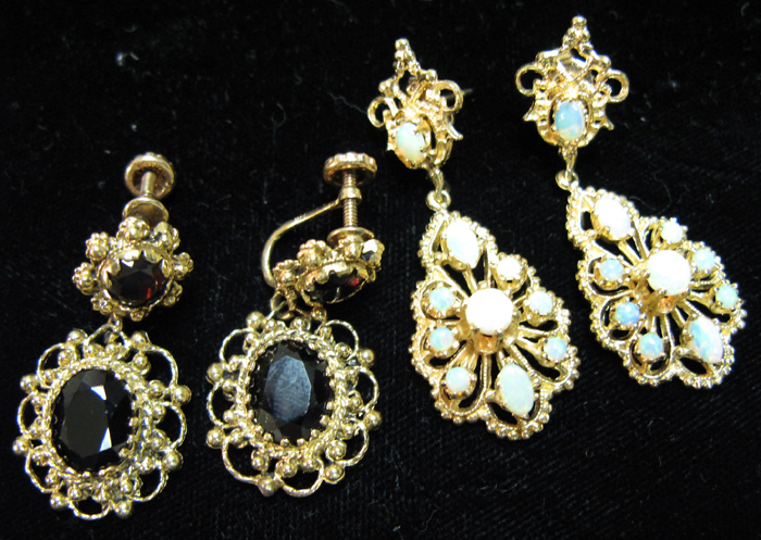 Appraisal: TWO PAIRS OF FOURTEEN KARAT GOLD PENDANT EARRINGS one pair