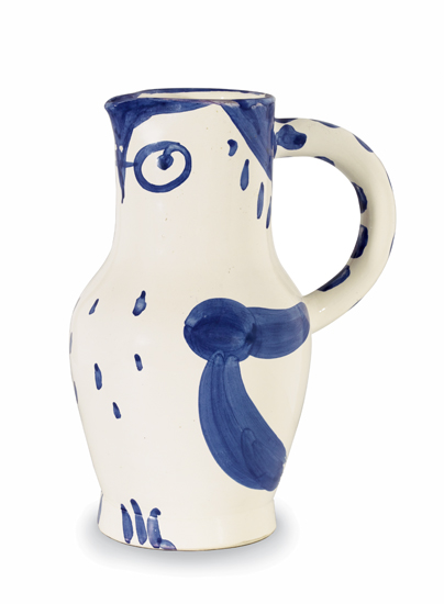 Appraisal: PABLO PICASSO Owl Glazed terre de fa ence turned pitcher