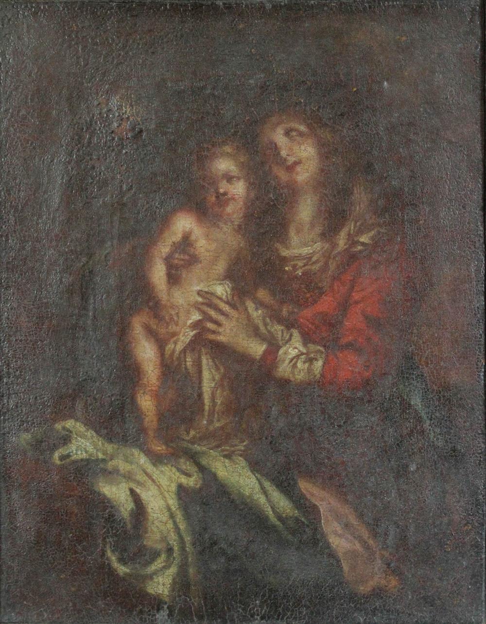 Appraisal: MADONNA AND CHILD Oil on canvas x in Framed Provenance