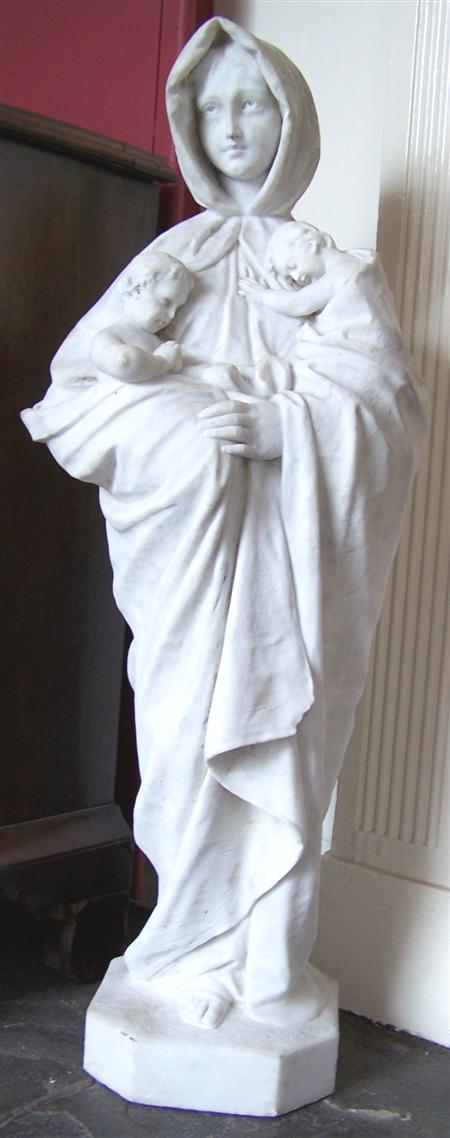 Appraisal: LATE TH CENTURY SCHOOL MADONNA carara marble the hooded figure