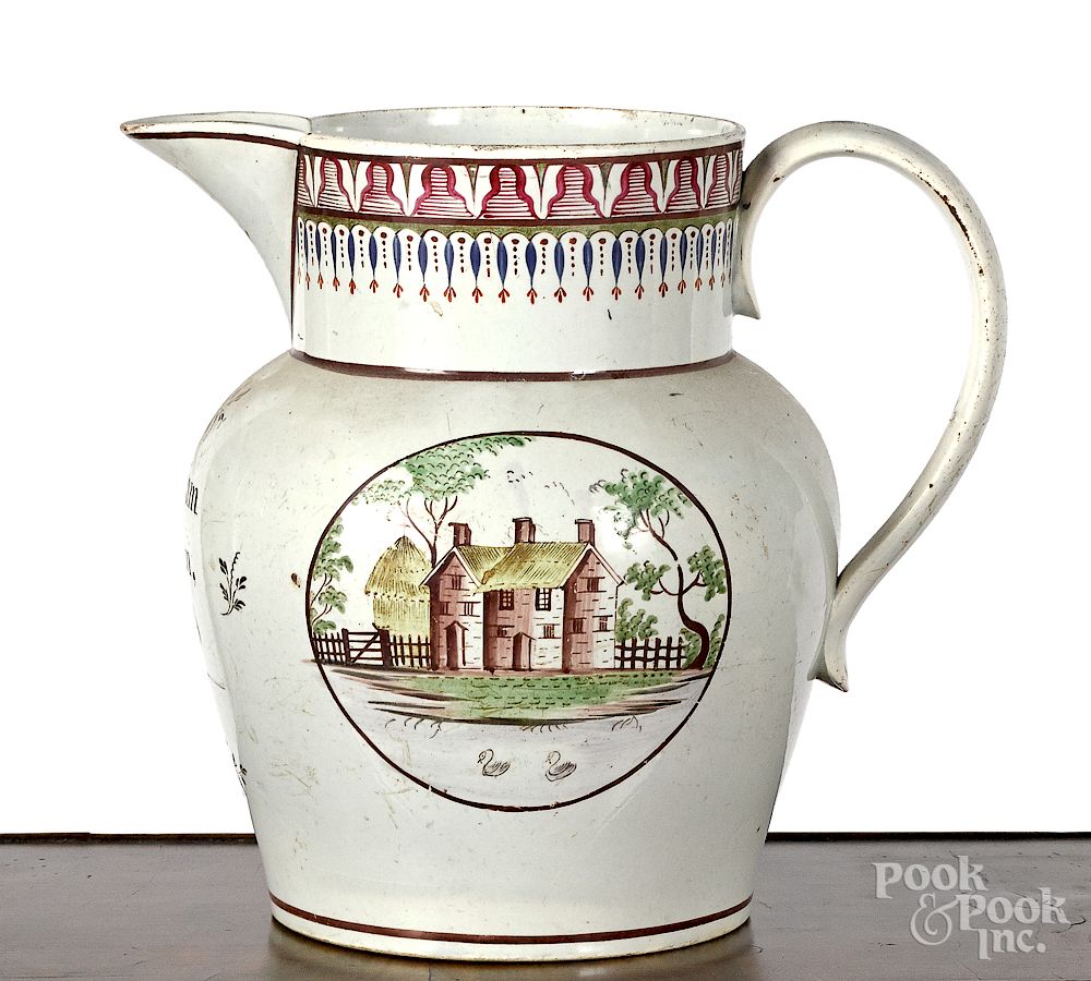 Appraisal: Pearlware pitcher inscribed William Dean Pearlware pitcher inscribed William Dean