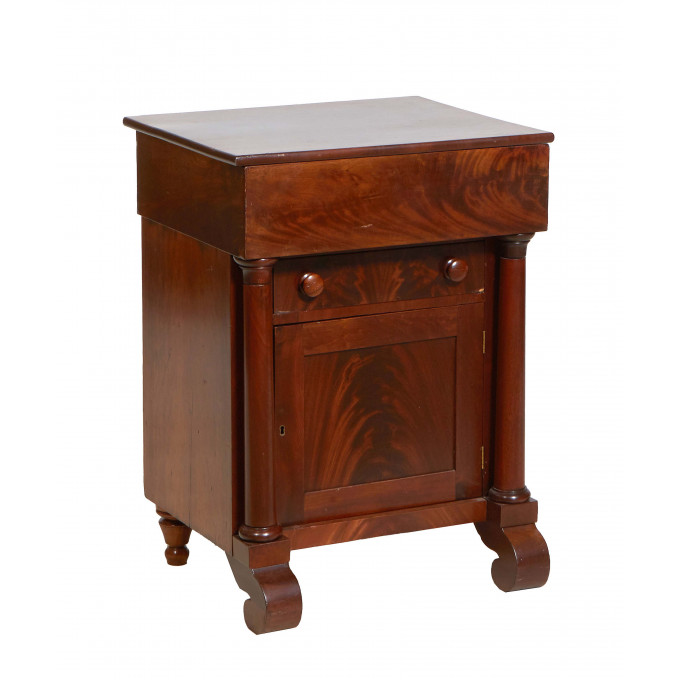 Appraisal: American Classical Mahogany Washstand late th c the hinged lifting