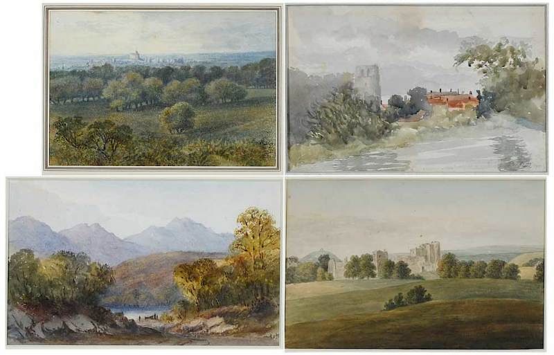 Appraisal: Four British Scottish Watercolors with Castles th th century Windsor