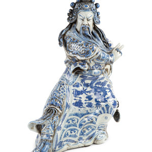 Appraisal: A Chinese Blue and White Porcelain Guan Gong Yu Figure