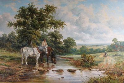 Appraisal: Octavius T Clarke - A farmer watering his horses by