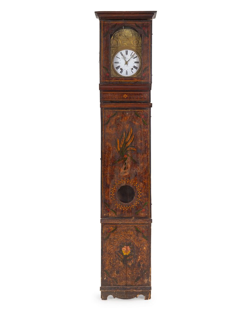 Appraisal: A French Painted Comtoise Clock A French Painted Comtoise Clock