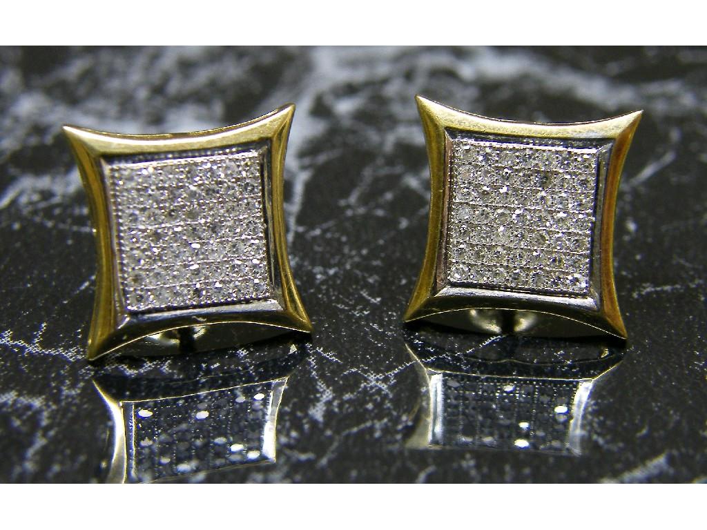 Appraisal: Pair of ct pave set square design diamond earrings ct