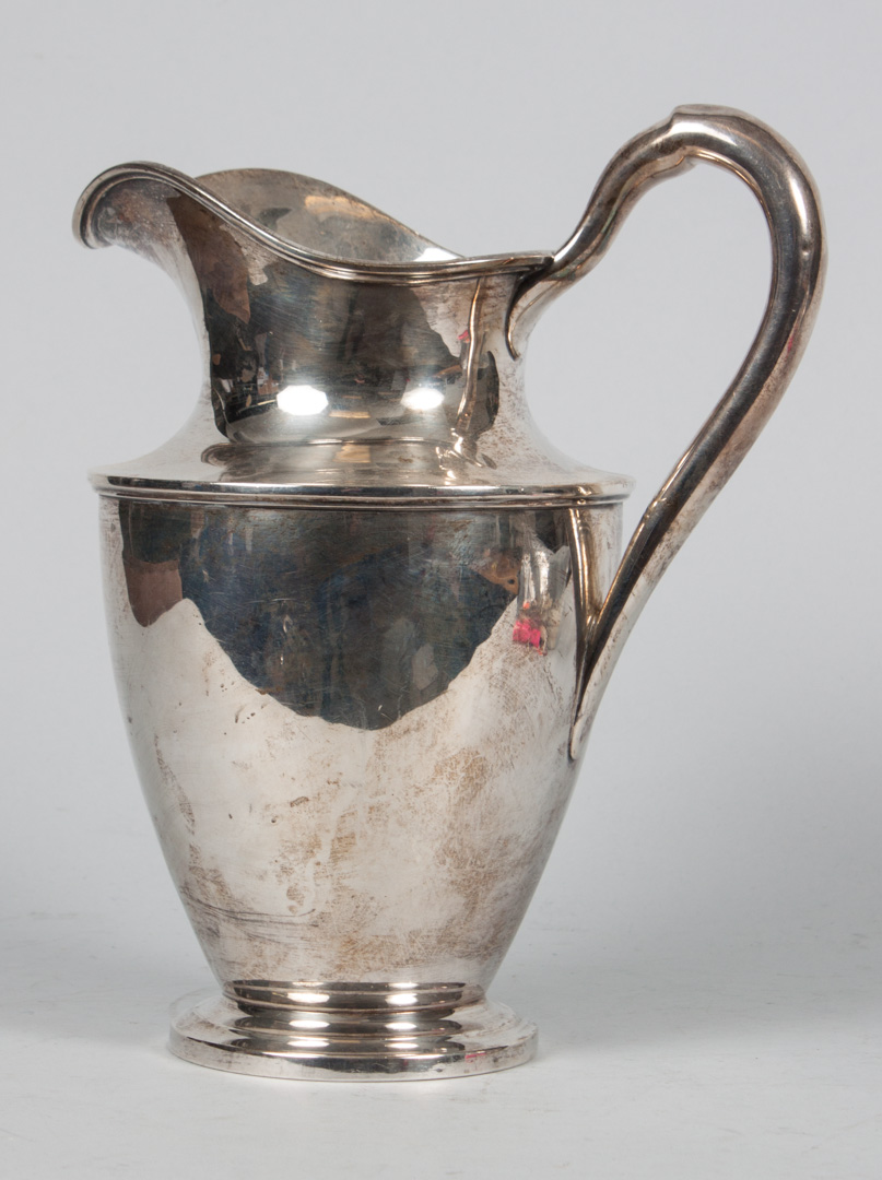 Appraisal: S Kirk Son sterling silver water pitcher in H to