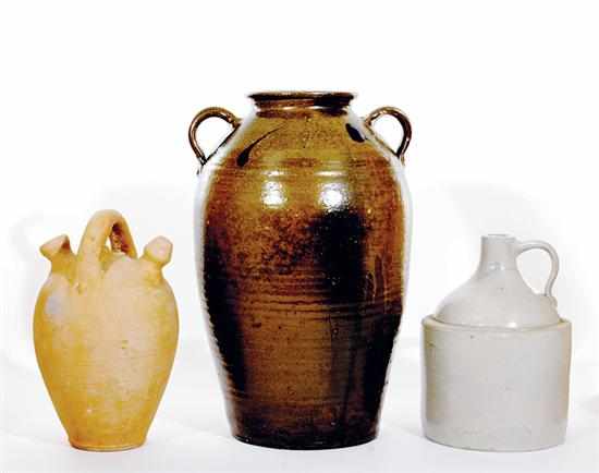 Appraisal: Southern stoneware storage vessels Alabama circa modified Albany glaze storage