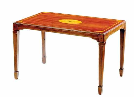 Appraisal: Hepplewhite style inlaid mahogany low table th century rectangular top