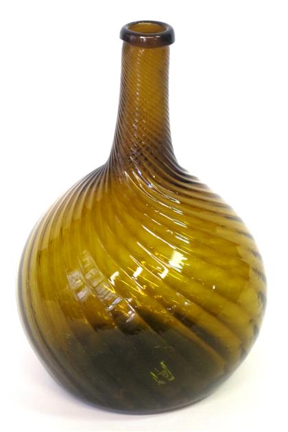 Appraisal: Blown golden amber glass bottleohio circa