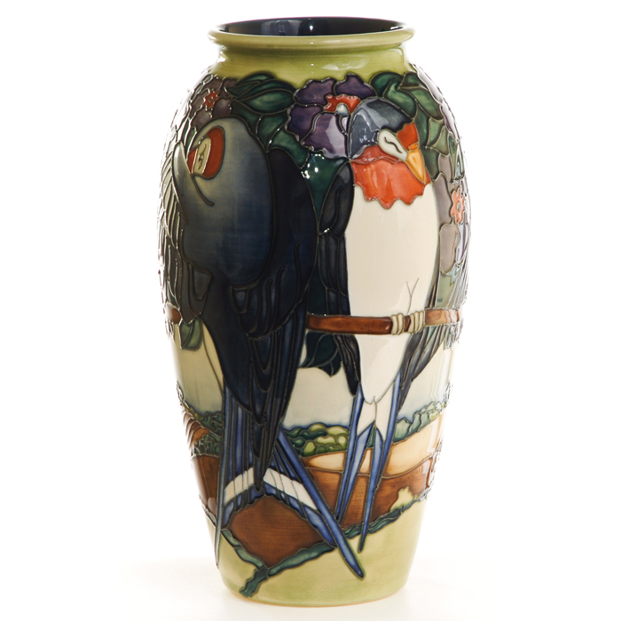 Appraisal: Moorcroft vase Swallows design designer Rachel Bishop limited edition h