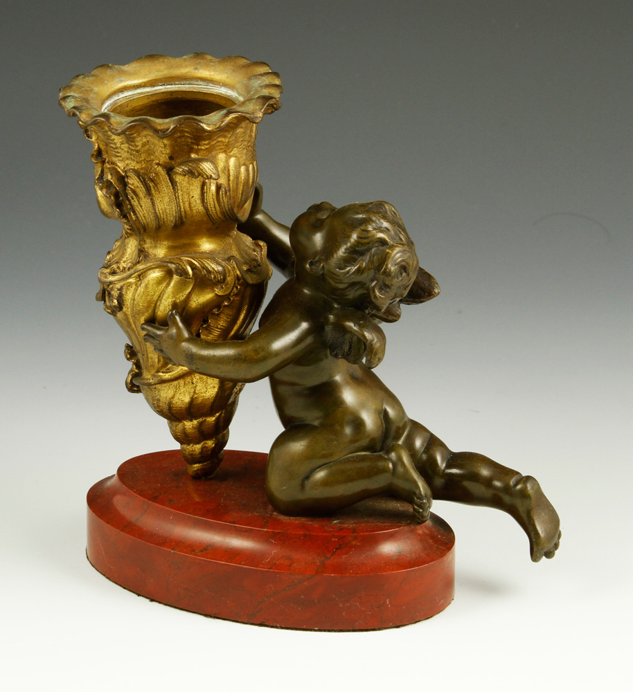 Appraisal: - th C French Putti Candlestick th century French putti