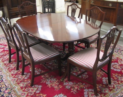 Appraisal: FEDERAL STYLE MAHOGANY DINING TABLE AND CHAIR SET American mid