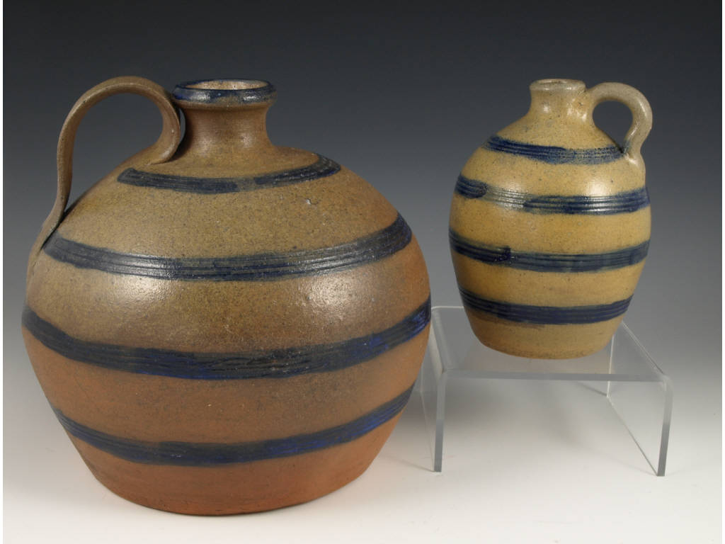 Appraisal: NC Pottery Billy Ray Hussey Two Ovoid Jugs salt glazed