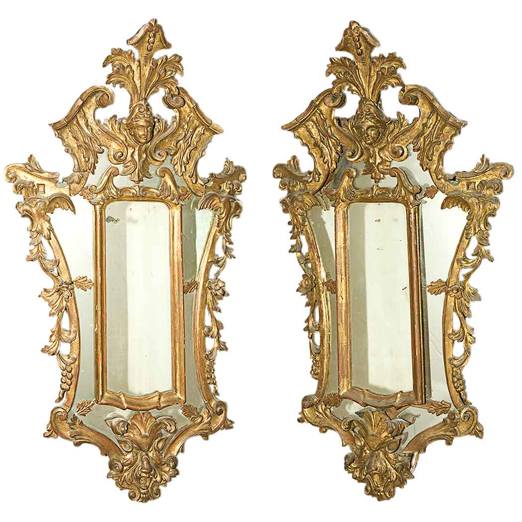 Appraisal: Pair of Continental Baroque Style Gilt-Wood Mirrors th th Century