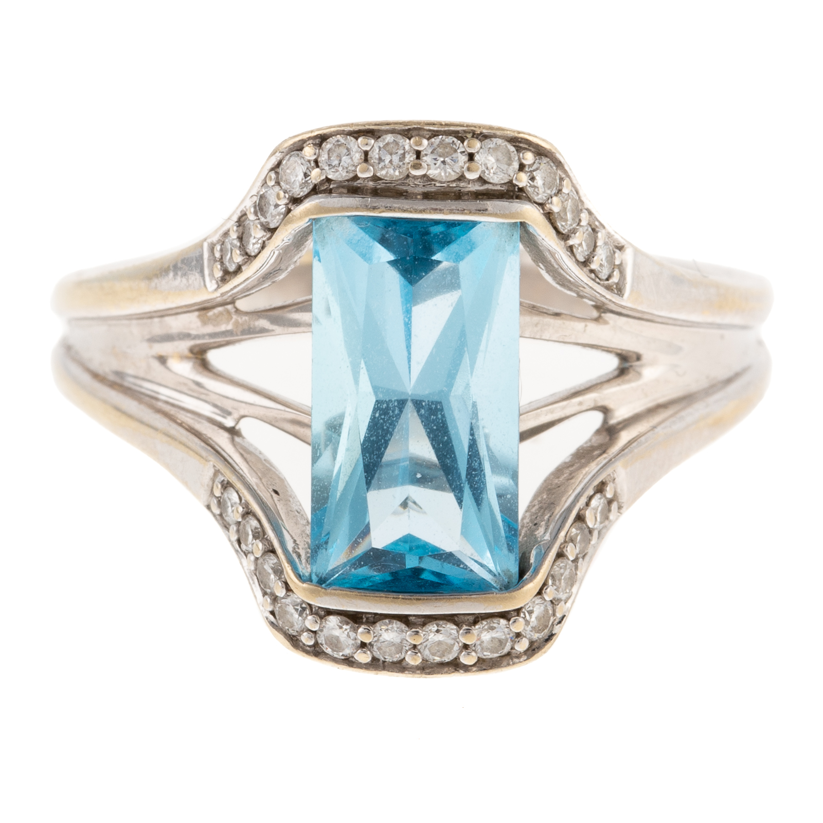 Appraisal: AN K BLUE TOPAZ DIAMOND RING BY LORENZO K white