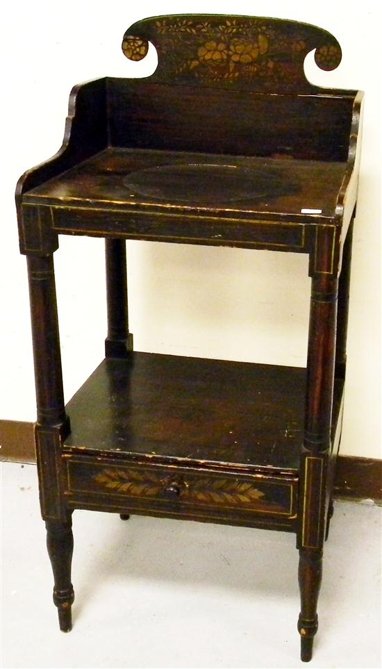 Appraisal: th C washstand grained finish and stencil fitted insert in