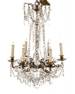 Appraisal: Neoclassical Gilt Metal Glass Chandelier Continental first half th century