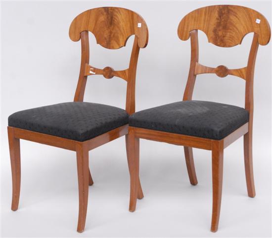 Appraisal: PAIR OF BIEDERMEIER STYLE SIDE CHAIRS Flame mahogany with open