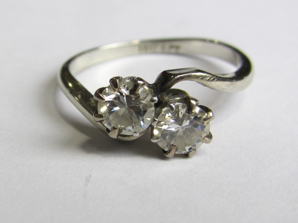 Appraisal: A s ct white gold and platinum diamond two stone