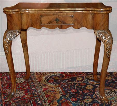 Appraisal: George II Style Banded Mahogany Fold Over Card Table Estimate