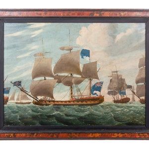 Appraisal: British or Continental School th Century Ships at Sea oil