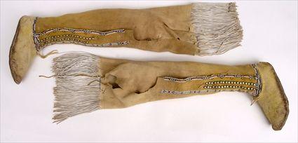 Appraisal: PAIR OF SOUTHERN PLAINS COMANCHE MOCCASINS x in See Pleasing