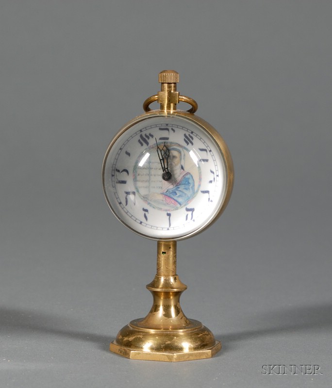 Appraisal: Swiss Glass and Brass Mounted Paperweight Desk Clock th century