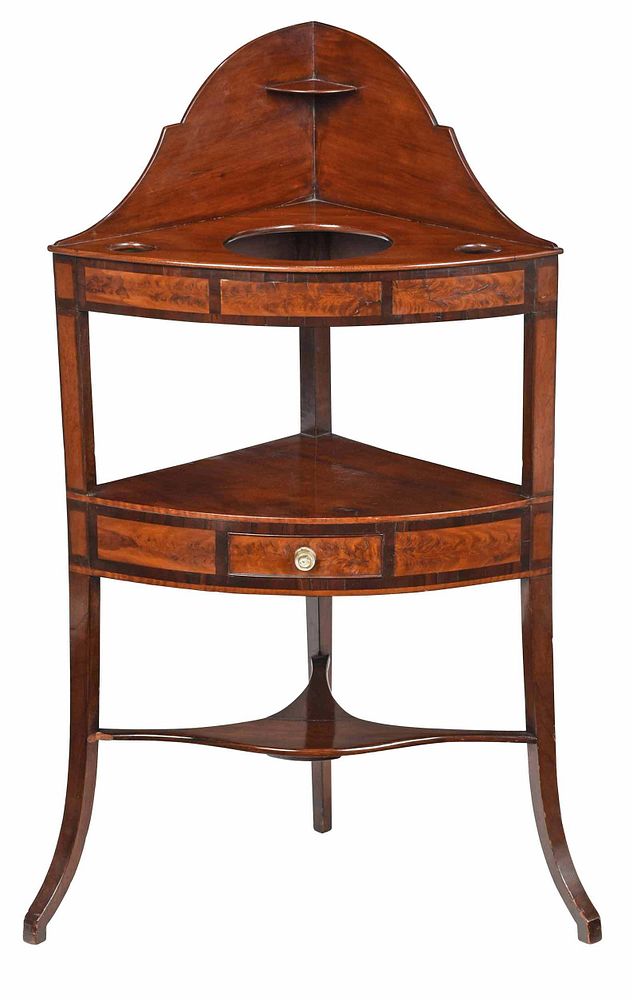 Appraisal: New England Federal Mahogany Corner Washstand Massachusetts or New Hampshire