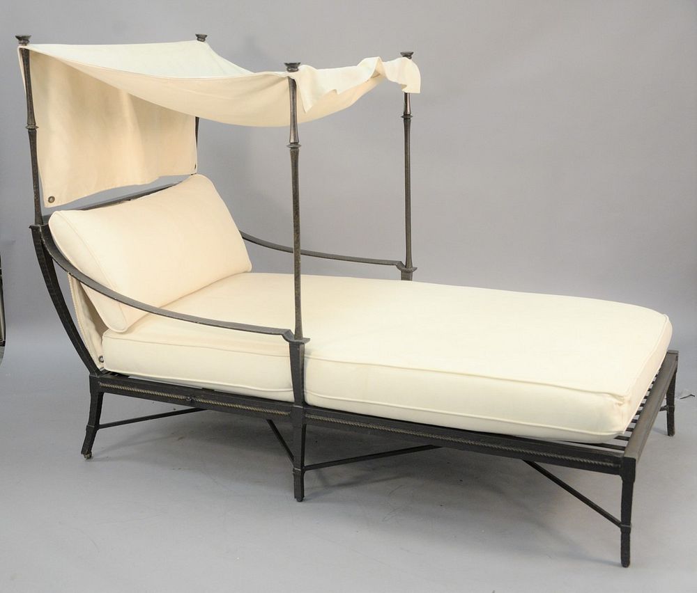 Appraisal: Richard Frinier for Century outdoor double chaise with canopy ht